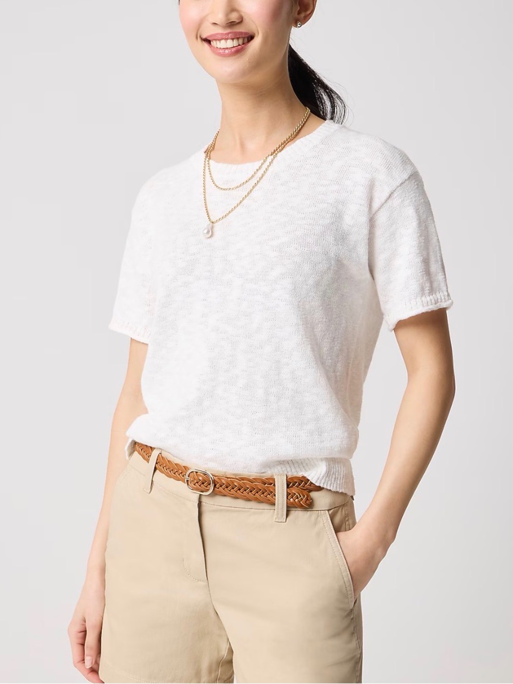 J. Crew white Short-Sleeve Relaxed Beach Sweater/NWT/Medium